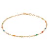 Barzel 18K Gold Plated Gold and Multi Color Crystal Baguette