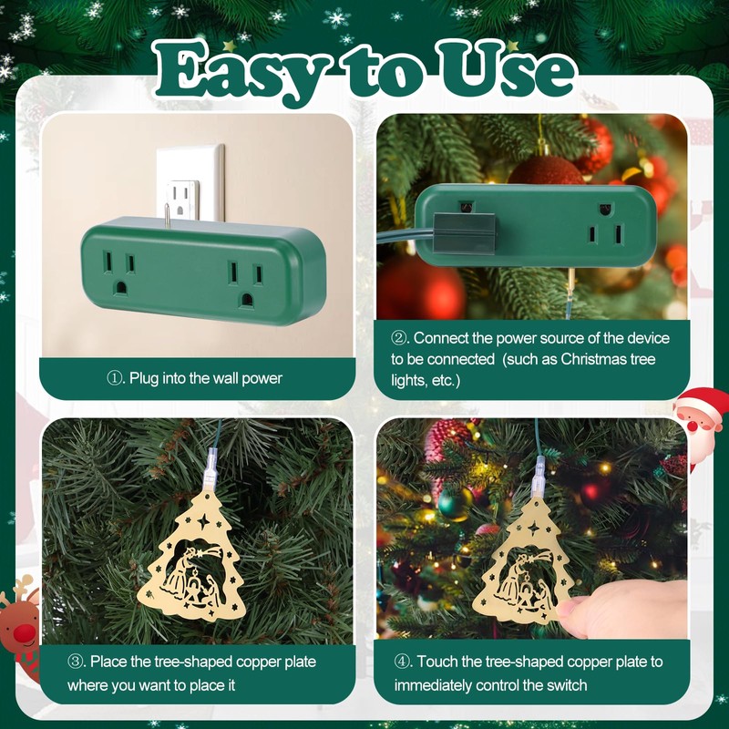 Touch Light Switch Christmas Tree Shaped Decoration Pendant Universal 3-Pin