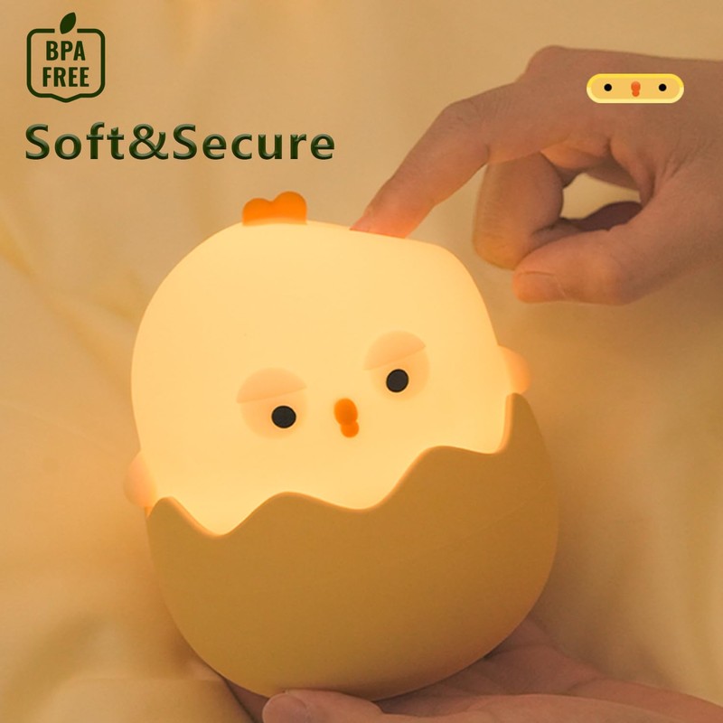 Myratts Cute Eggshell Chick Night Light, 7 Colors Dimmable Chick