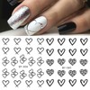 12pcs Valentine's Day Nail Water Transfer Stickers Black Heart Flower