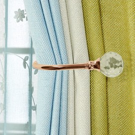 ALEENFOON 2 PCS Crystal Curtain Tieback Hooks U Style Metal TieBacks for Curtains Modern Design Tiebacks for Voiles Curtain Holdback (Gold)