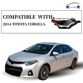 Headlight Assembly Compatible With 2014 2015 2016 Toyota Corolla Base/CE/C/LE Eco/LE/L/S Plus/S/Sedan 4-Door LED Headlamp Reflector Replacement for Right Passenger Side