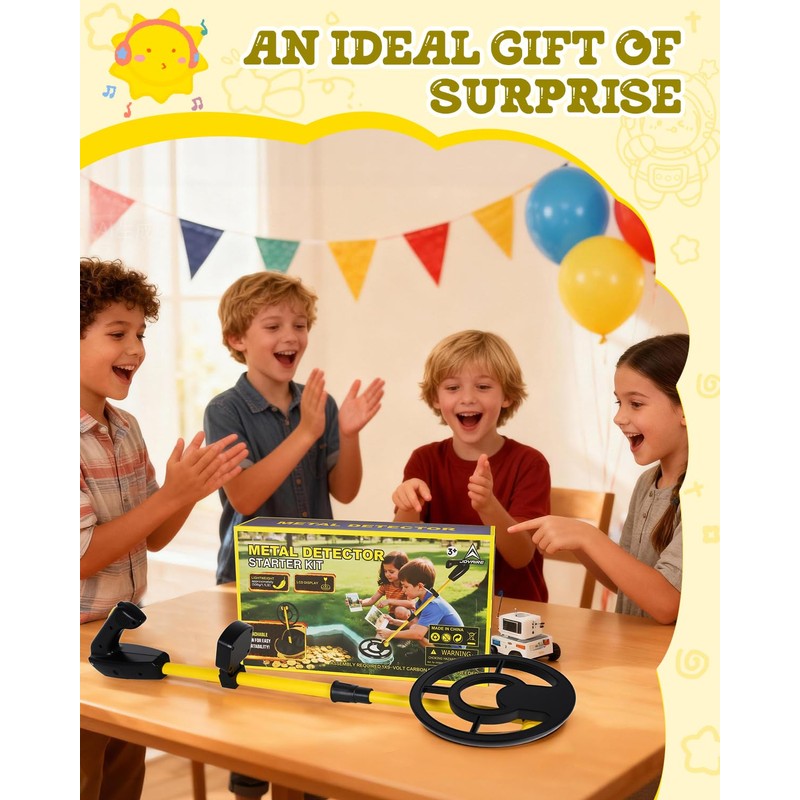 JOYAIRE Kids Metal Detector with 7.4" Waterproof Coil, Beach Toys