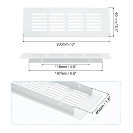 PATIKIL 8 x 2.4 Inch Door Air Vent Cover, 1 Pcs Heavy Duty Aluminum Grille Ventilation Cover Louvered with Mounting Screws for Cabinet Wardrobe Door, Silver