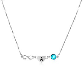 Delicate Silver 26 Letter A-Z Charm Crystal Choker Necklace Gift For Daughter Son Sisters Mum Friends Birthday Christmas Party Initial Jewellery (A)