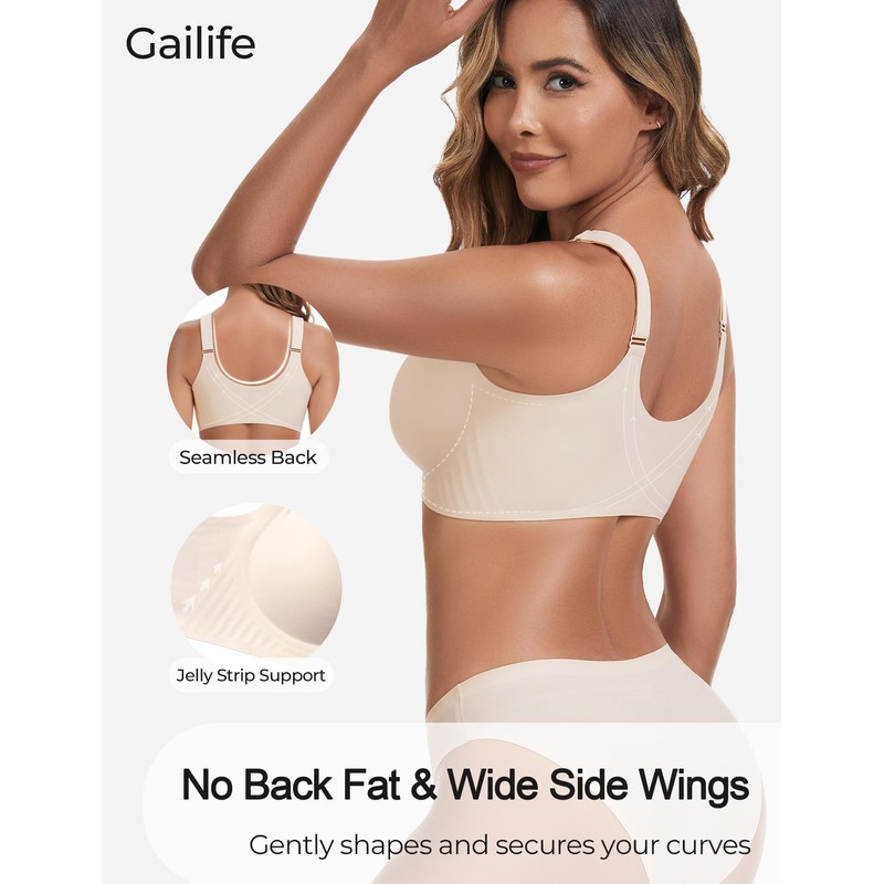 Gailife V Lace Front Closure Bras for Women Wireless Seamless