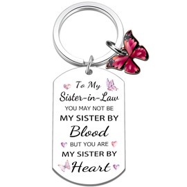 Sister In Law Gifts for Women Cute Butterfly Keychain for Women Sister In Law Birthday Gifts Ideas Unique Christmas Mothers Day Gift for Womens Stocking Stuffers
