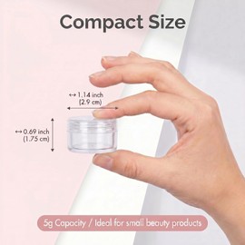 Contenedores de muestras de 5 gramos con tapas, 200 tarros transparentes de 5 ml, recipientes vacíos de bálsamo labial, pequeños tarros de viaje de maquillaje para purpurina, loción, crema, abalorio