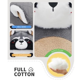 OLAOLA Panda Stuffed Animal 35cm Plush Toy Pillow with Raccoon Costume Cute Soft Panda Plushies Gift for Kids Adults