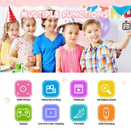 ASTGMI Children's Camera, 2.0 Inch Display Digital Camera, Gifts for 3 4 5 6 8 7 9 10 11 12 Years Boys Girls 1080P HD Anti-Drop Camera Children for Birthday Gift Christmas Toy White