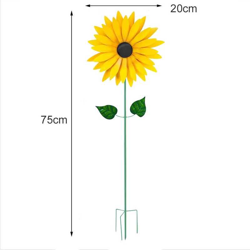 Sunflower Windmill Metal Windmill Garden Stake Wind Sculptures for Balcony