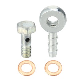ACROPIX 6mm ID 6mm OD Banjo Bolt Hose Barb Fittings Universal Fuel Line Adapter Connector for Motorcycle Car Silver Tone Copper Tone - Pack of 4