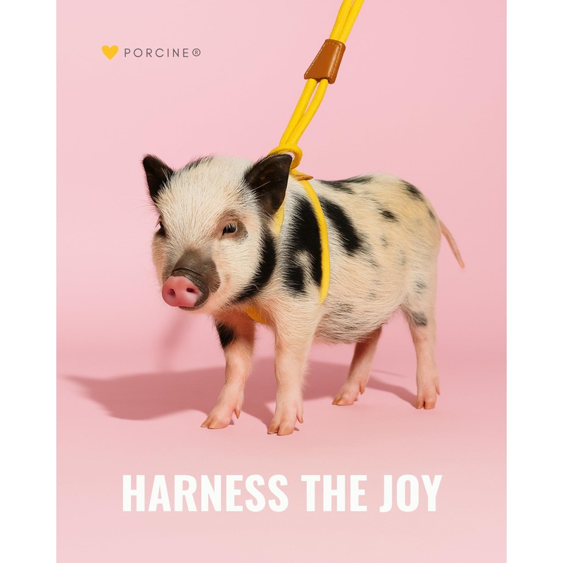 PORCINE® Mini Pig Harness & Leash (S/M) - Fully Adjustable,