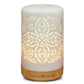 Earnest Living Essential Oil Diffuser White Ceramic Diffuser 100 ml Timers Night Lights and Auto Off Function Home Office Humidifier Aromatherapy Diffusers for Essential Oils