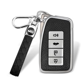 QBUC for Lexus Key Fob Cover with Keychain(Silver, 4 Buttons)