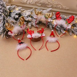 Insvog 6 Pcs Chrismas Elk Antlers Headband Unicorn Headbands Xmas Costume Reindeer Antler Headband with Plush Ears for Kids Adults Chrismas Cosplay Costume Decorations Party Favors Accessory