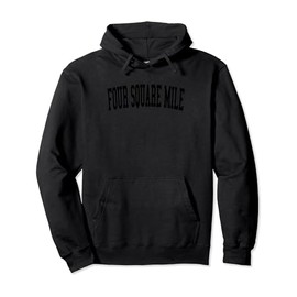 Vintage Four Square Mile CO Distressed Black Varsity Style Pullover Hoodie