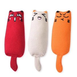 GWAWG 3 PCS Catnip Toys for Cats Kitten Toy Indoor Cats Soft Small Kittens Teething Toys Interactive Cat Toy,Red,Orange,Grey