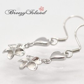 BreezyIsland Hawaiian Jewelry Hook Earrings Heart 925 Silver, Silver
