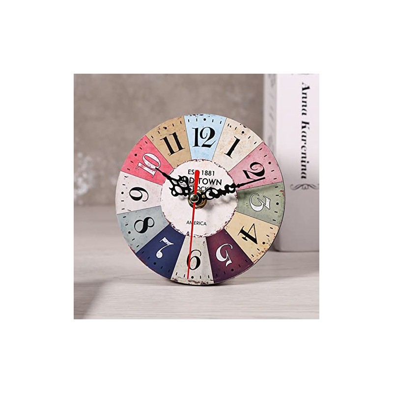 Akozon 5 1 4 Inch Clocks, Style Round Antique MDF