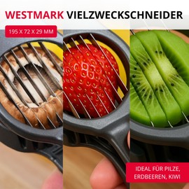 Westmark Champion Black Edition Fruit & Mushroom Slicer - Precise Slice Cutter for Mushrooms, Kiwi & Strawberries - Anthracite