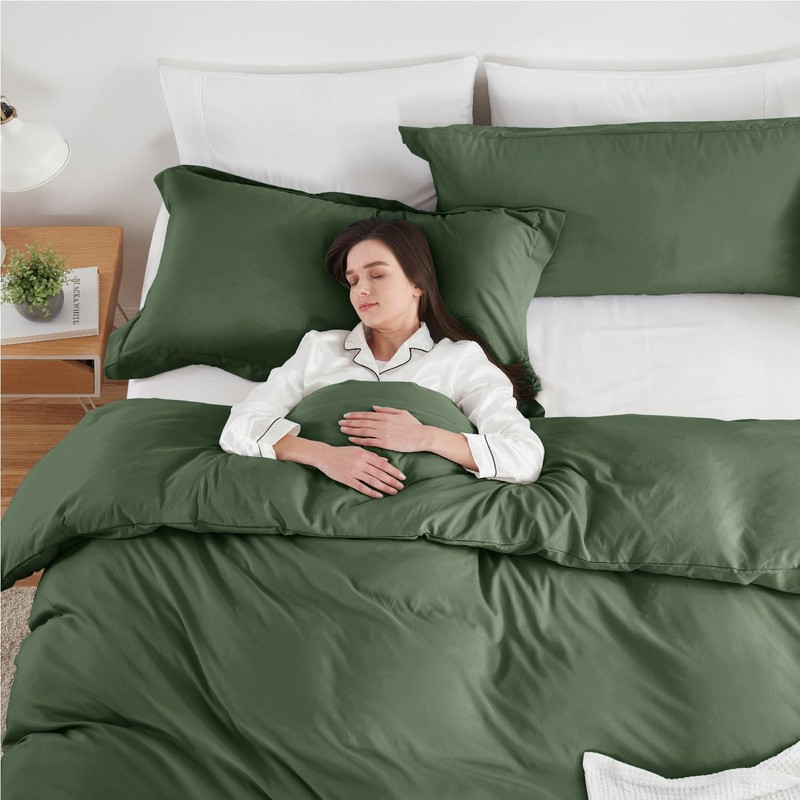 Hearth & Harbor Olive Green Duvet Cover Twin Size, 2