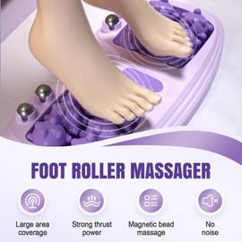 Rodillo de Masaje de Pies Doble Portátil - Masajeador de Pies con 3 Técnicas de Reflexología, Rueda de Masaje para Fascia, Talón y Puntos de Acupresión, Ideal para Hogar/Oficina (Morado)