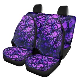 Jeiento Purple Camo Branch Car Seat Covers Full Set for Women Men Front Car Seat Protector Back Car Seat Cover All Weather Car Seat Protector,4 Piece Set