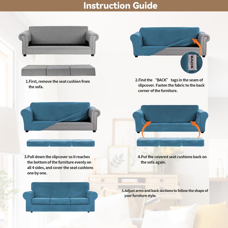 WEERRW 4 Pieces Velvet High Stretch Couch Covers for 3