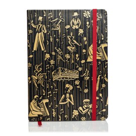 HARLEM CANDLE CO. Journal Notebook - Vegan Leather Journals for Writing, 300 pages lined paper- Writing Gift- Perfect for Office, Poets, Travel -(8.5"x6") (Black/Gold)