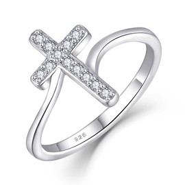 STARCHENIE 925 Sterling Silver Cross Ring for Women Size 5
