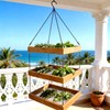 Tnstbiee 3-Tier Hanging Wooden Herb Drying Rack, Compact Mesh Flower