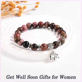TEVOP Get Well Soon Gifts for Women, Red Beads Bracelet Elephant Gifts for Women, Cheer Up Gifts Inspirational Gifts for Women Girls Birthday Christmas Presents