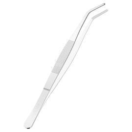 FOCMKEAS 6.3 Inch 304 Stainless Steel Tweezers, Curved Round Blunt Serrated Tip, Perfectly Aligned, 0.07 Inch Thickness 304 Stainless Steel, Multipurpose Daily Garden Home Lab Craft Repairing Tool