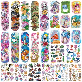 Tazimi 380 Styles (27 Sheets) Temporary Tattoo Full & Half Arm Tattoos Sleeves Marine Life Space Ship Racing Car Forest Animals Dinosaur Cartoon Tattoos Stickers forParty Supplies