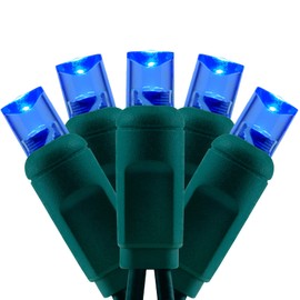 YULETIME Blue One-Piece 5MM LED Christmas Lights, Total 48 Feet 140 Count 2 Strands 24ft 70ct Waterproof Wide Angle String Light (Blue)