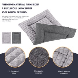 IEUUMLER Dog Bed, Reversible Washable Mat, Soft Premium Plush Dog Crate Pad, Pet Sleeping Mattress for Small/Medium/Large Dogs and Cats FC014 (Gray, M(30"*20"))