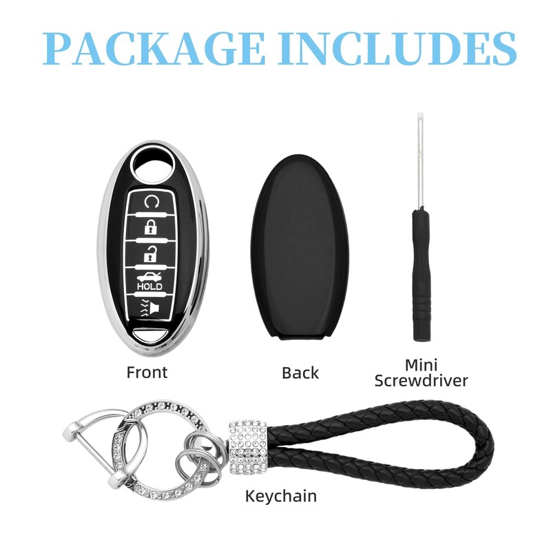 Key Fob Cover with Keychain for Nissan TPU Key Case
