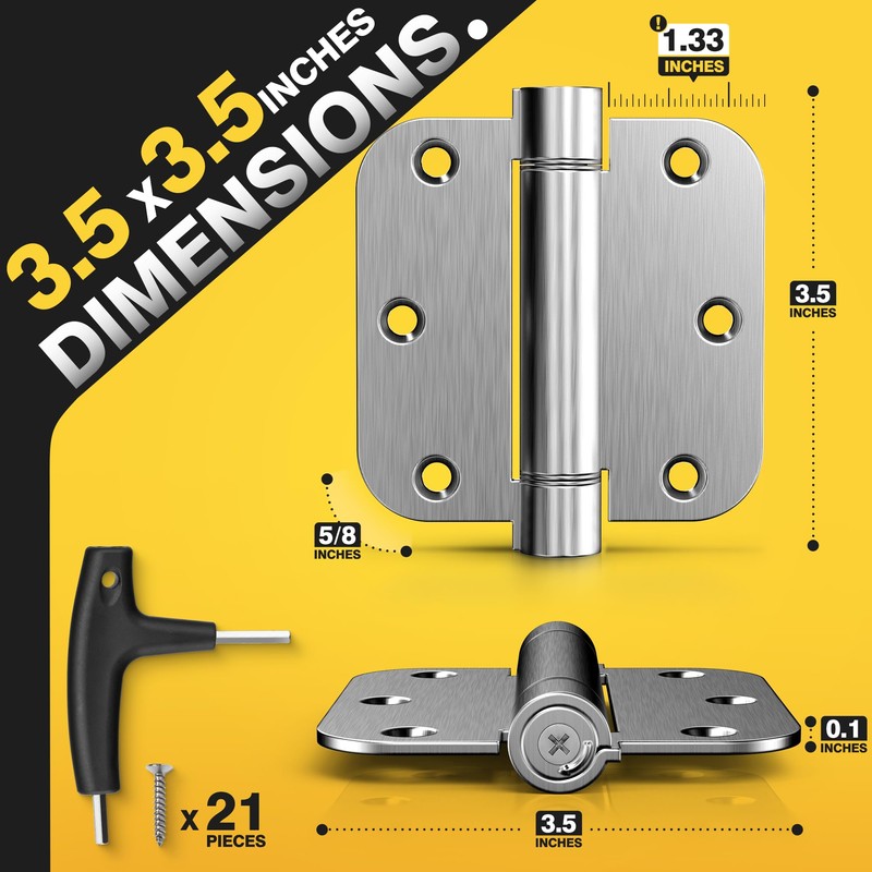 KOLET Self Closing Door Hinges, 3.5 x 3.5 Inches Door