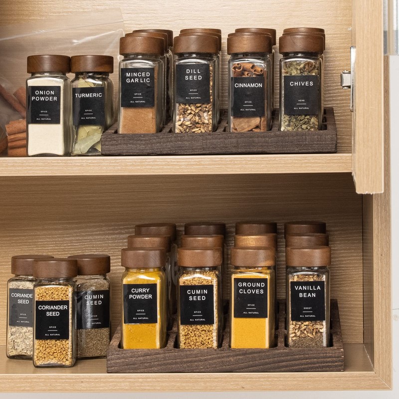 Yangbaga 4oz Glass Spice Jars with Labels，35Pcs Empty Square Spice