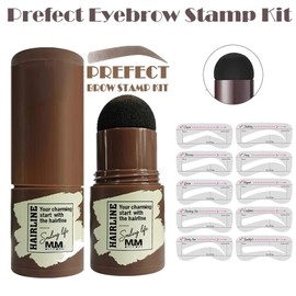 Eyebrow Stamp, Eyebrow Stencil, Eyebrow Stamp, Eyebrow Tattoo, 10 Sets Reusable Eyebrow Stencils, 1 Eyebrow Pen Brush, Waterproof Eyebrow Powder Set (01)