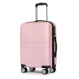 KYME Pink Carry On Luggage Hardshell Suitcase PC+ABS with Spinner Wheels TSA Lock 20 Inch Lightweight Luggage for Travel