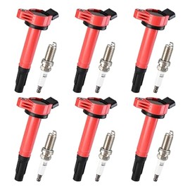 Pindex 6 Pack UF487 Ignition Coils and Iridium Spark Plugs Coil Pack Kits Compatible with Toyota 4Runner RAV4 Avalon Camry Sienna Lexus ES350 GS300 GS350 V6 2.5L 3.0L 3.5L 4.0L