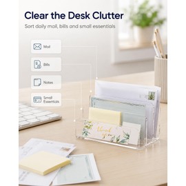 Haohaio Clear Acrylic Mail Organizer & Vertical Envelope Holder