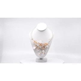 AeraVida Pretty Pink MOP Flower Ray Choker Wrap Necklace