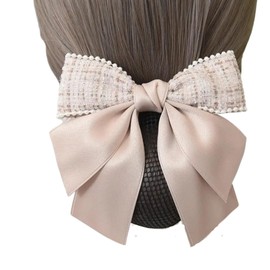Chignon Net, Barrette with Net, Tweed Bun Net, Ribbon, Large Hair Net, Hair Net, Ribbon, Elegance, Women's Hair Accessory, Hair Clip