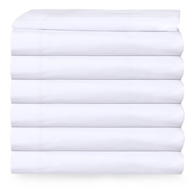 GOLD TEXTILES 12 Bulk Pack Flat Sheet (90"X115") Bright White T-200 Percale Hotel Linen, Extra Soft and Comfortable