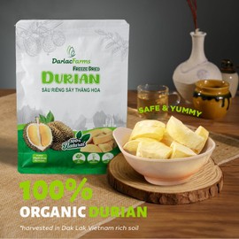 DARLAC FARMS Freeze Dried Durian Bites Pack 2 (0.7 Oz x 6 Counts), Premium Organic Crispy Crunchy Natural Healthy Fruit Snacks for Kids & All Ages, No Sugar Added