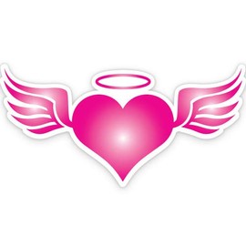 Pink Angel Heart with Wings - 12" Vinyl Sticker Waterproof Decal