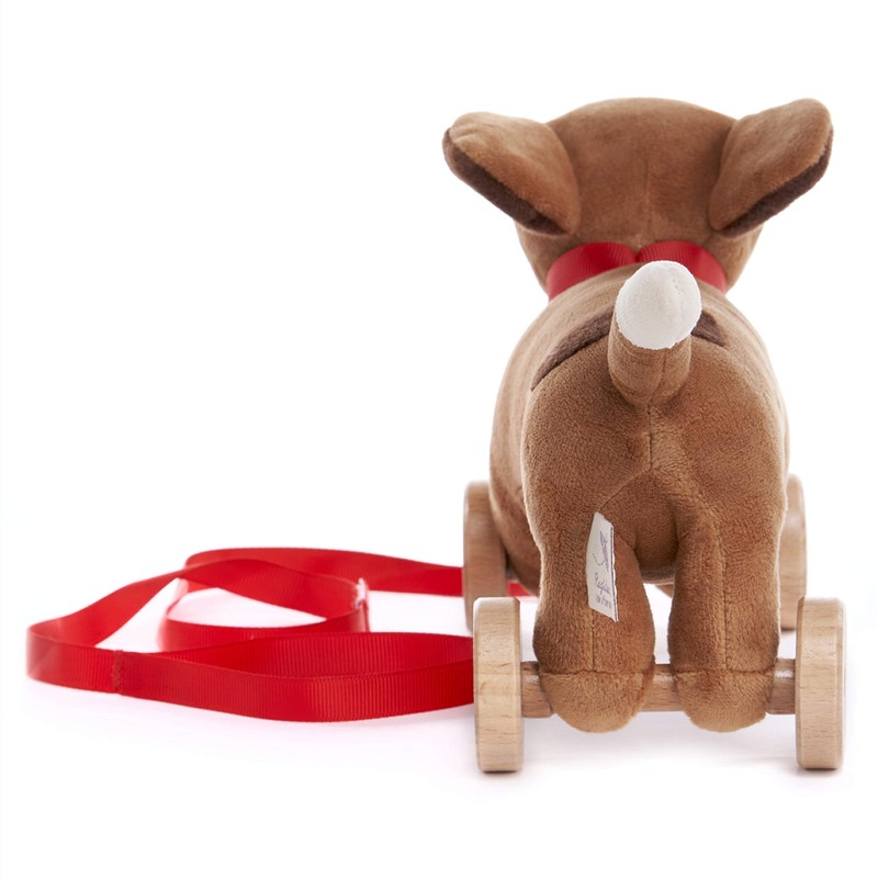Ragtales RT501 Wooster Wooden Pull-Along Daschund Dog Soft Toy, Red